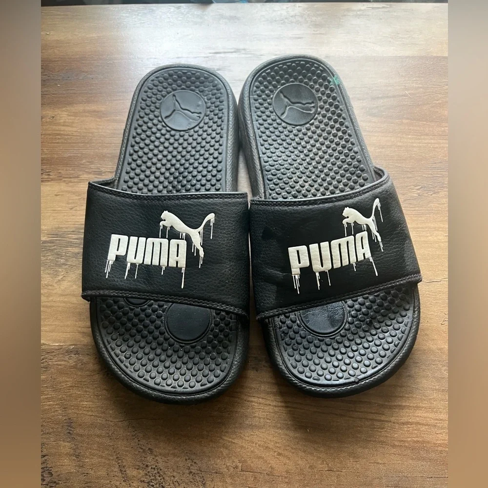 Puma Black and White Kids Sandals